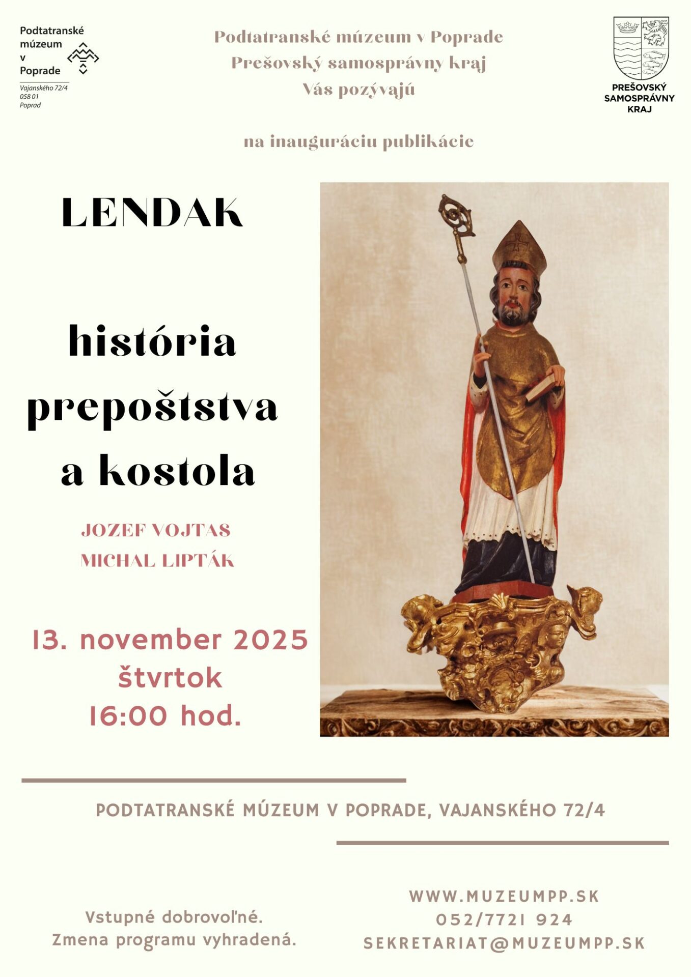 Lendak – dejiny prepoštstva a kostola: inaugurácia publikácie