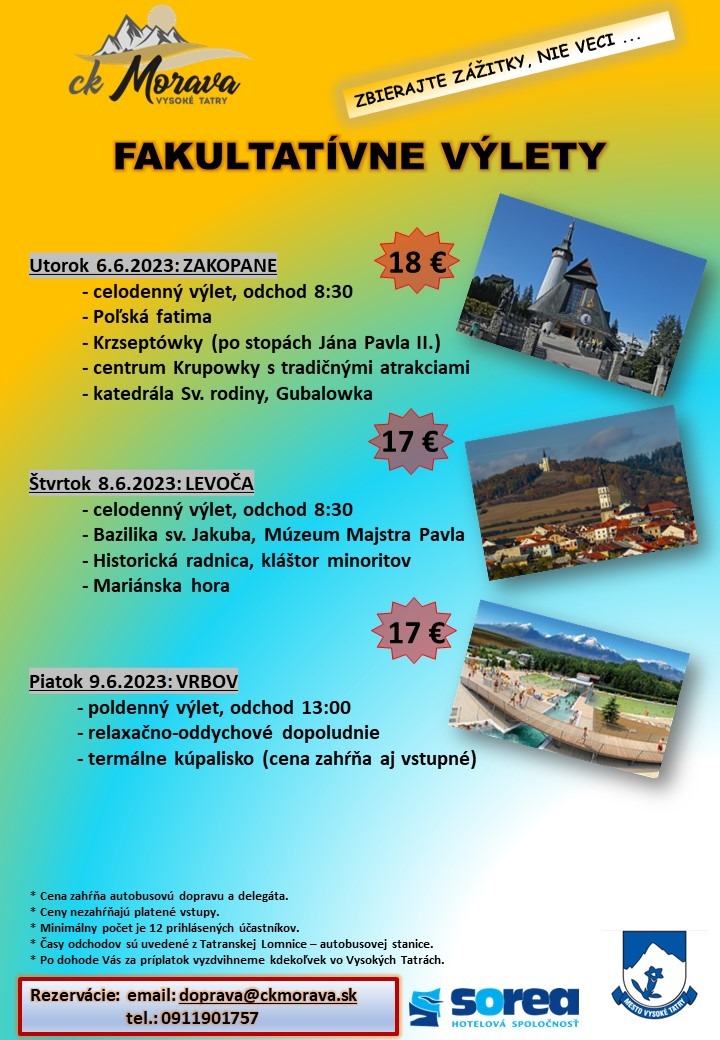 Fakultatívny výlet – VRBOV