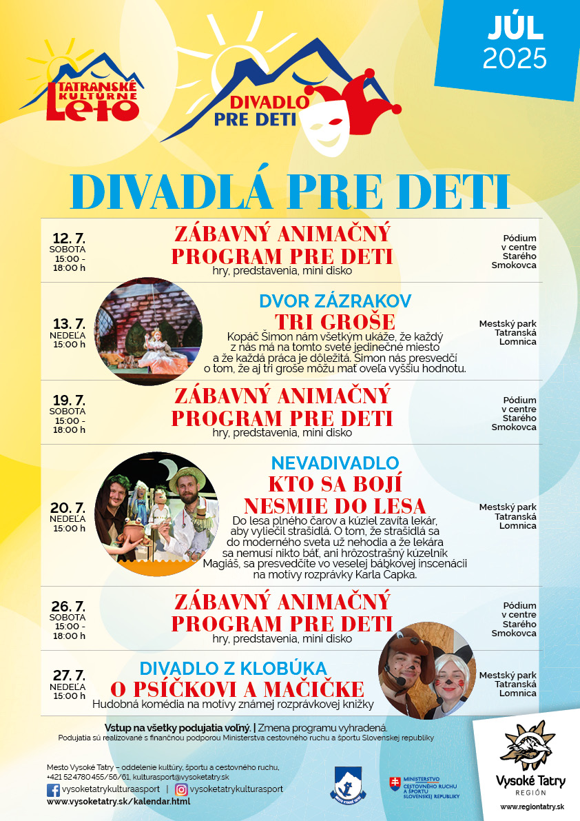 Tatranské kultúrne leto – Divadlá pre deti – KTO SA BOJÍ NESMIE DO LESA