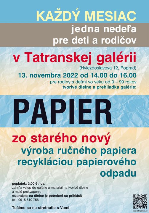 Nedeľné rodinné tvorivé dielne – Papier – zo starého nový