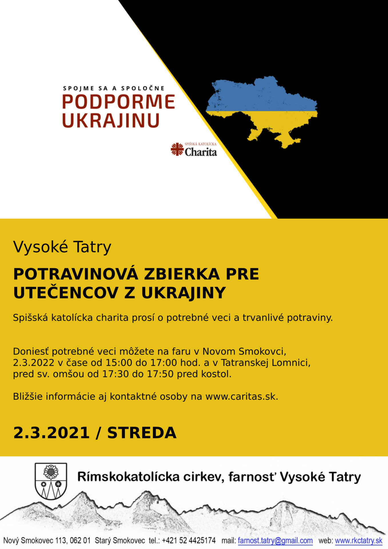 VYSOKÉ TATRY – Potravinová zbierka pre utečencov z Ukrajiny