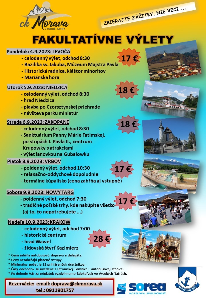 Fakultatívny výlet – VRBOV