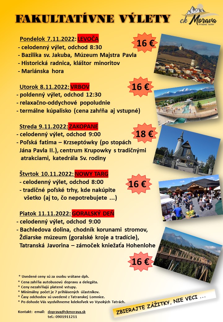 Fakultatívny výlet – VRBOV