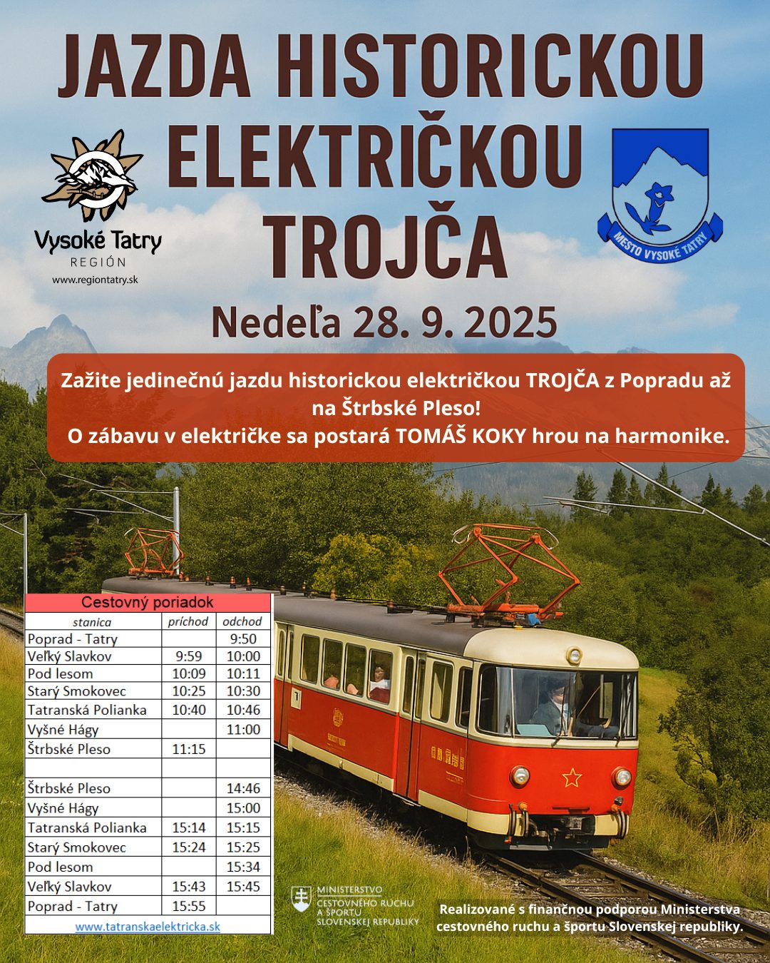 Historická električka TROJČA – Jedinečná jazda Tatrami