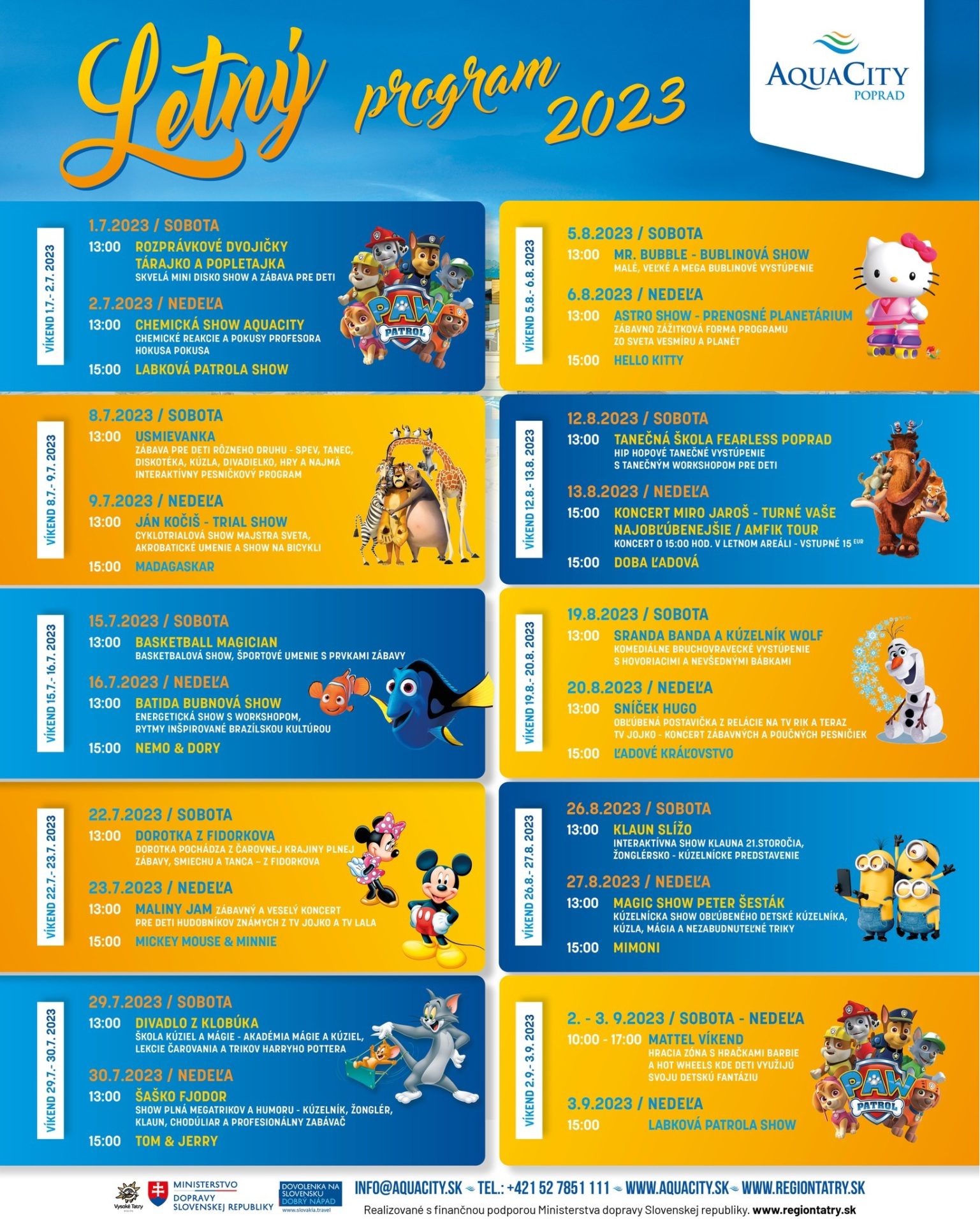 Letný program v AquaCity Poprad