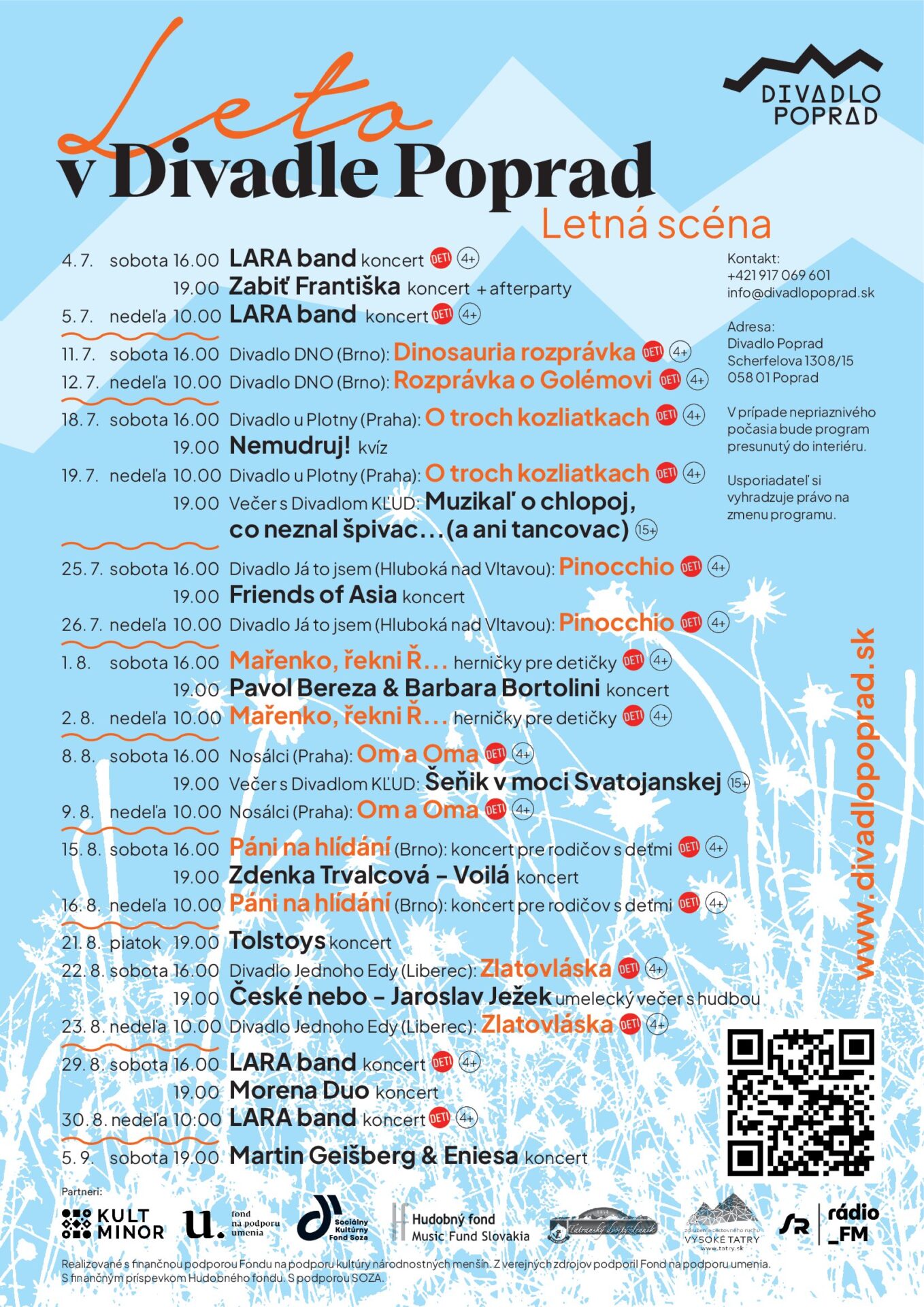 Divadlo Poprad program leto