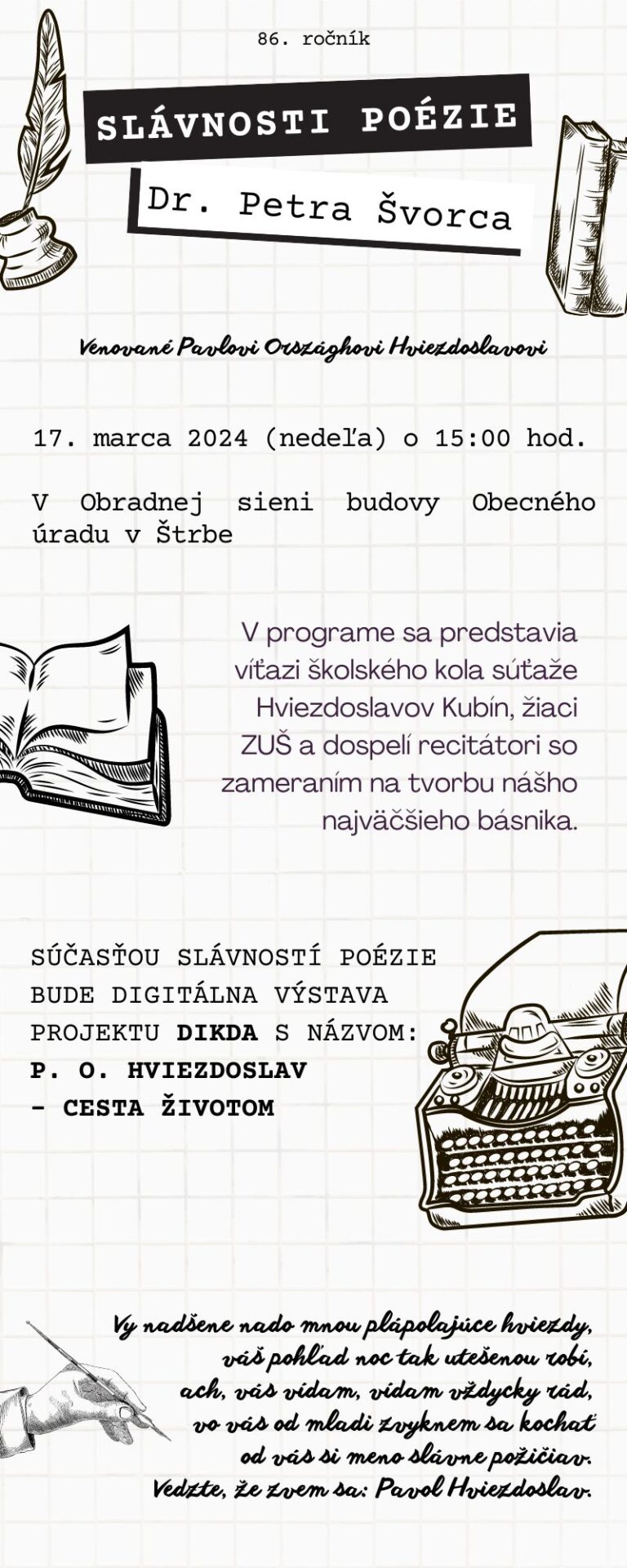 Slávnosti poézie Dr. Petra Švorca – 86. ročník