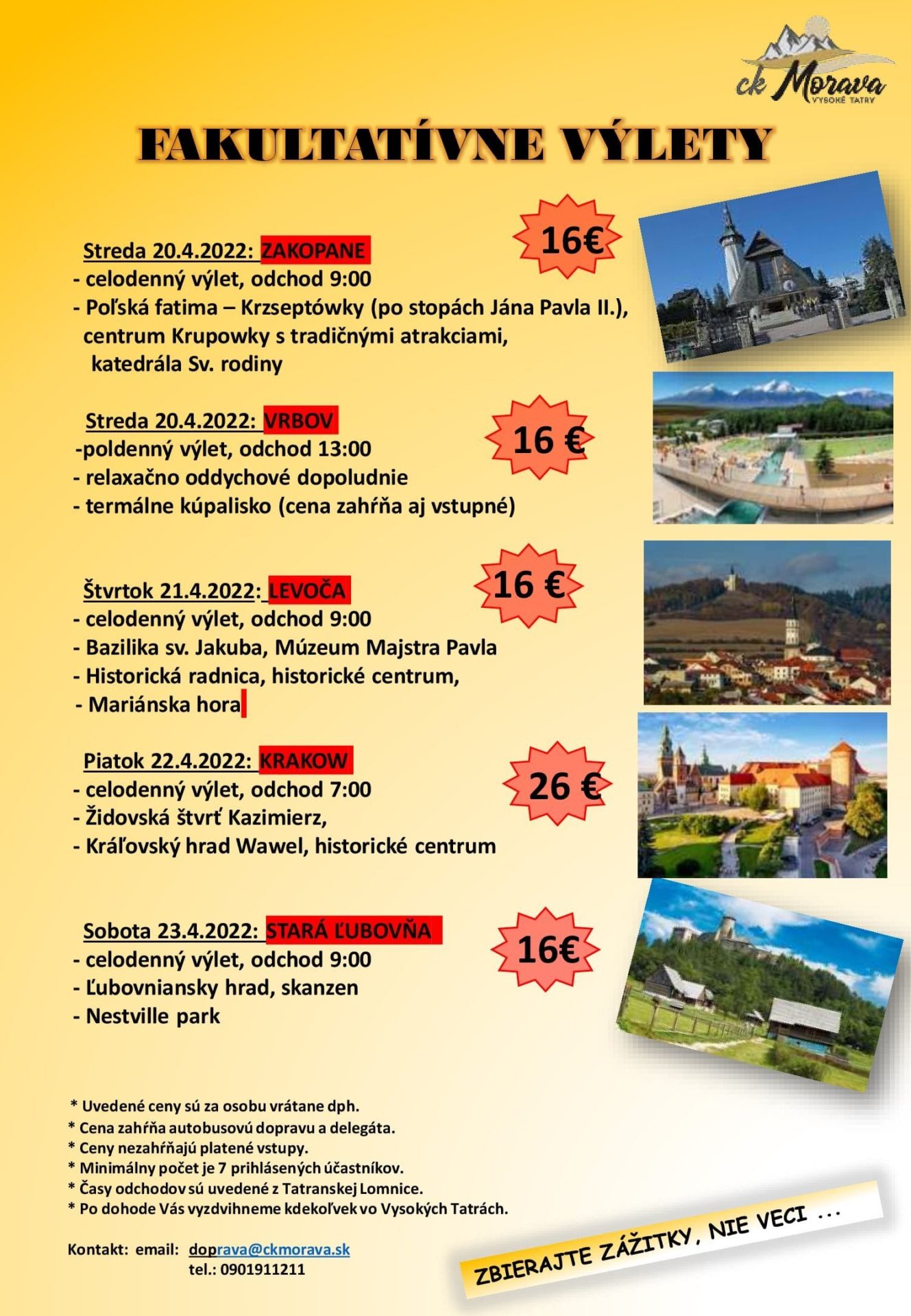 Výlety s CK Morava –  KRAKOW