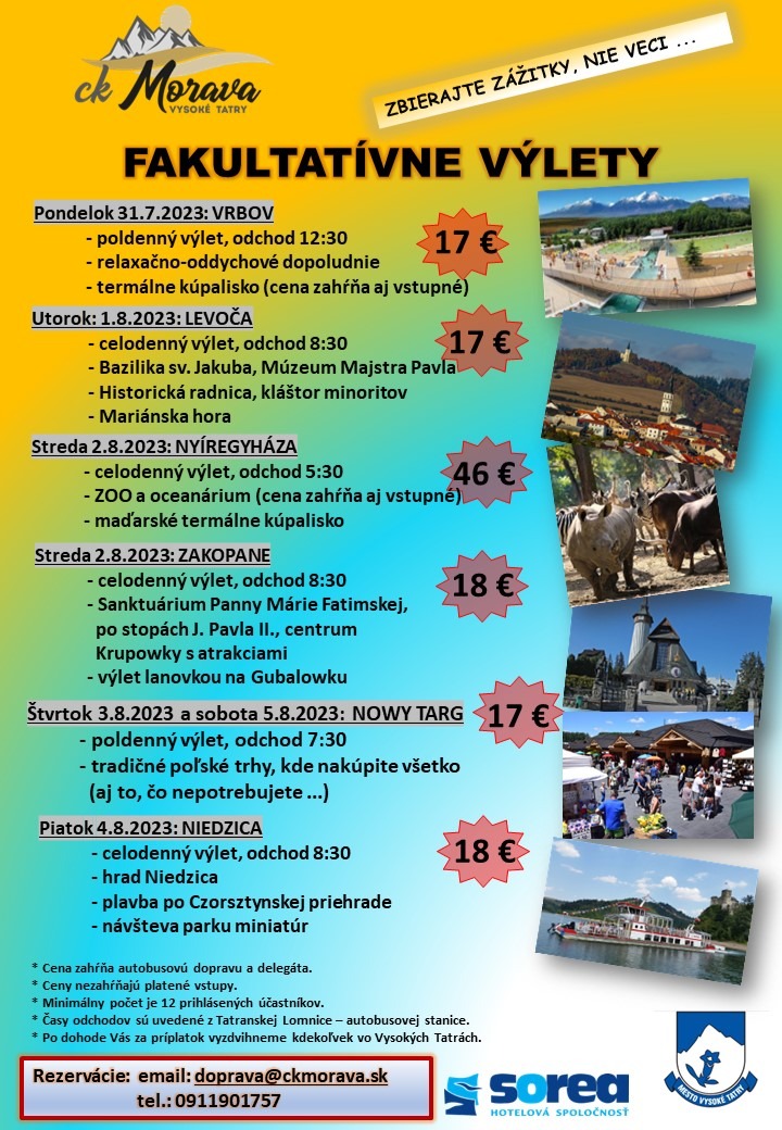 Fakultatívny výlet – VRBOV