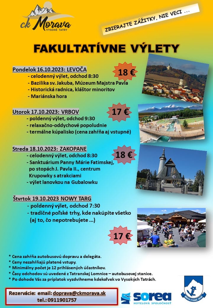 Fakultatívny výlet – VRBOV