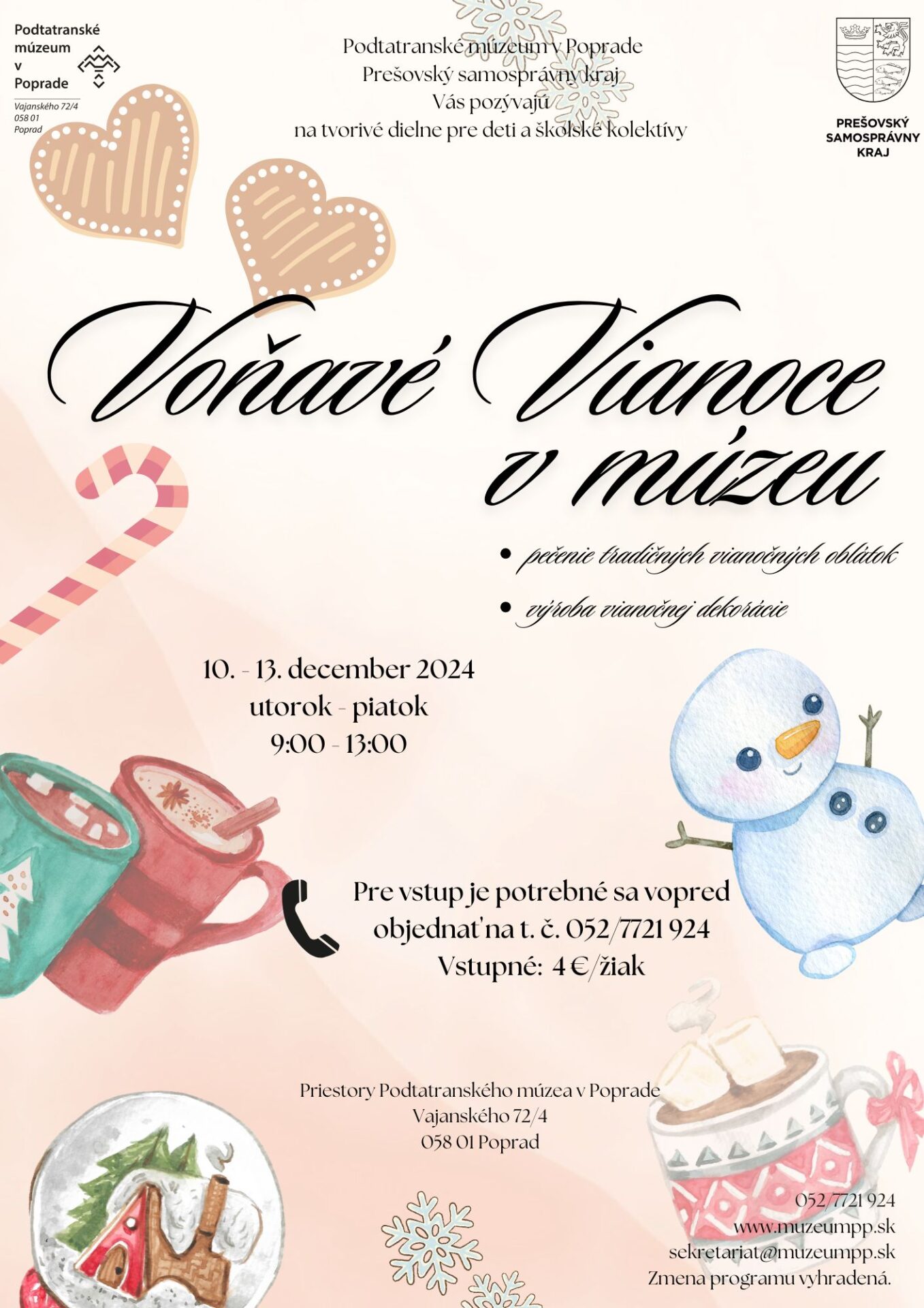 Voňavé Vianoce v múzeu – vianočné tvorivé dielne pre deti