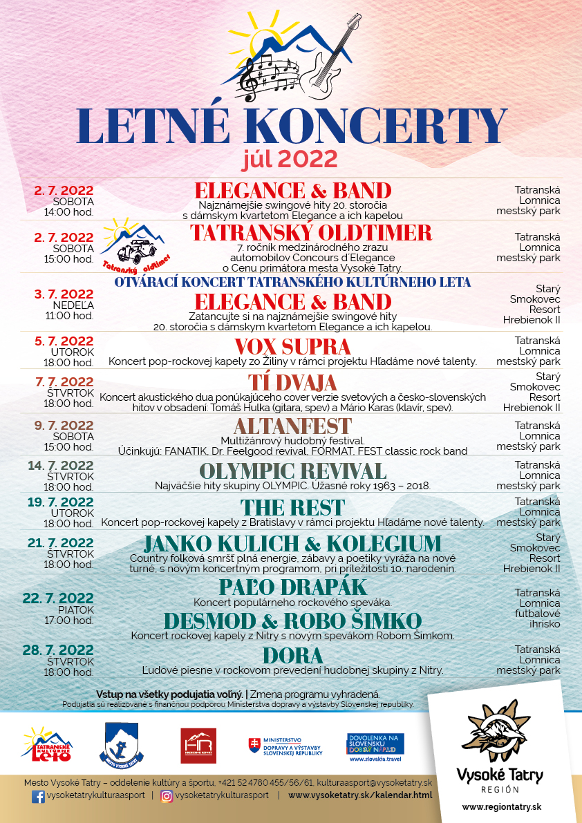 Letné koncerty Tatranského kultúrneho leta – ELEGANCE & BAND