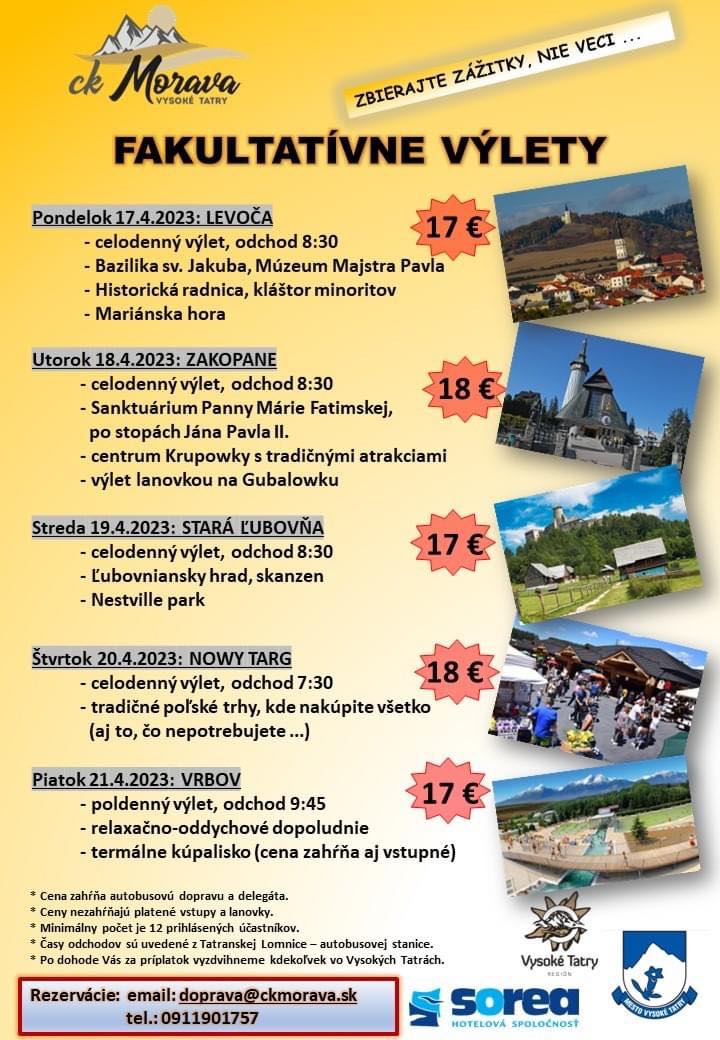 Fakultatívny výlet – VRBOV