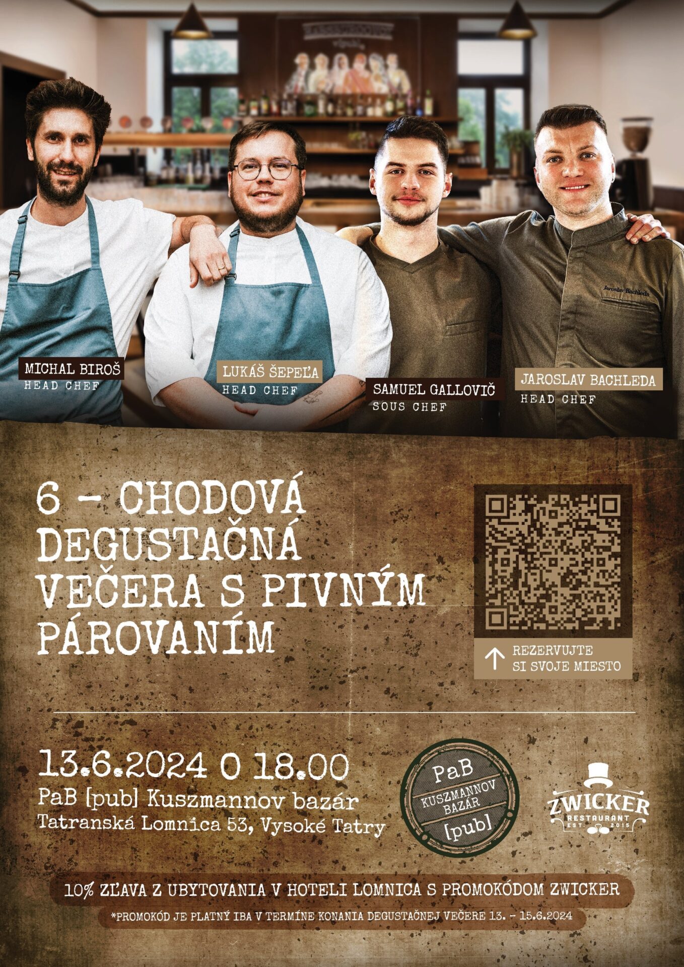 6 – chodová degustačná večera s pivným párovaním