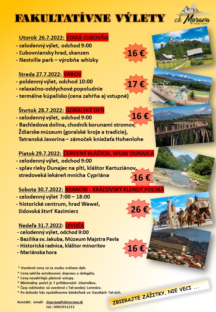 Fakultatívny výlet – VRBOV