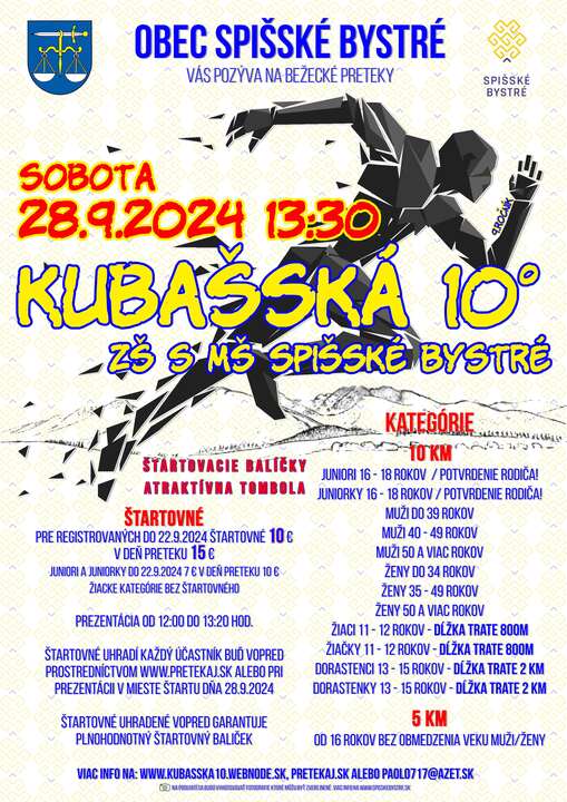 Bežecké preteky: Kubašská 10°