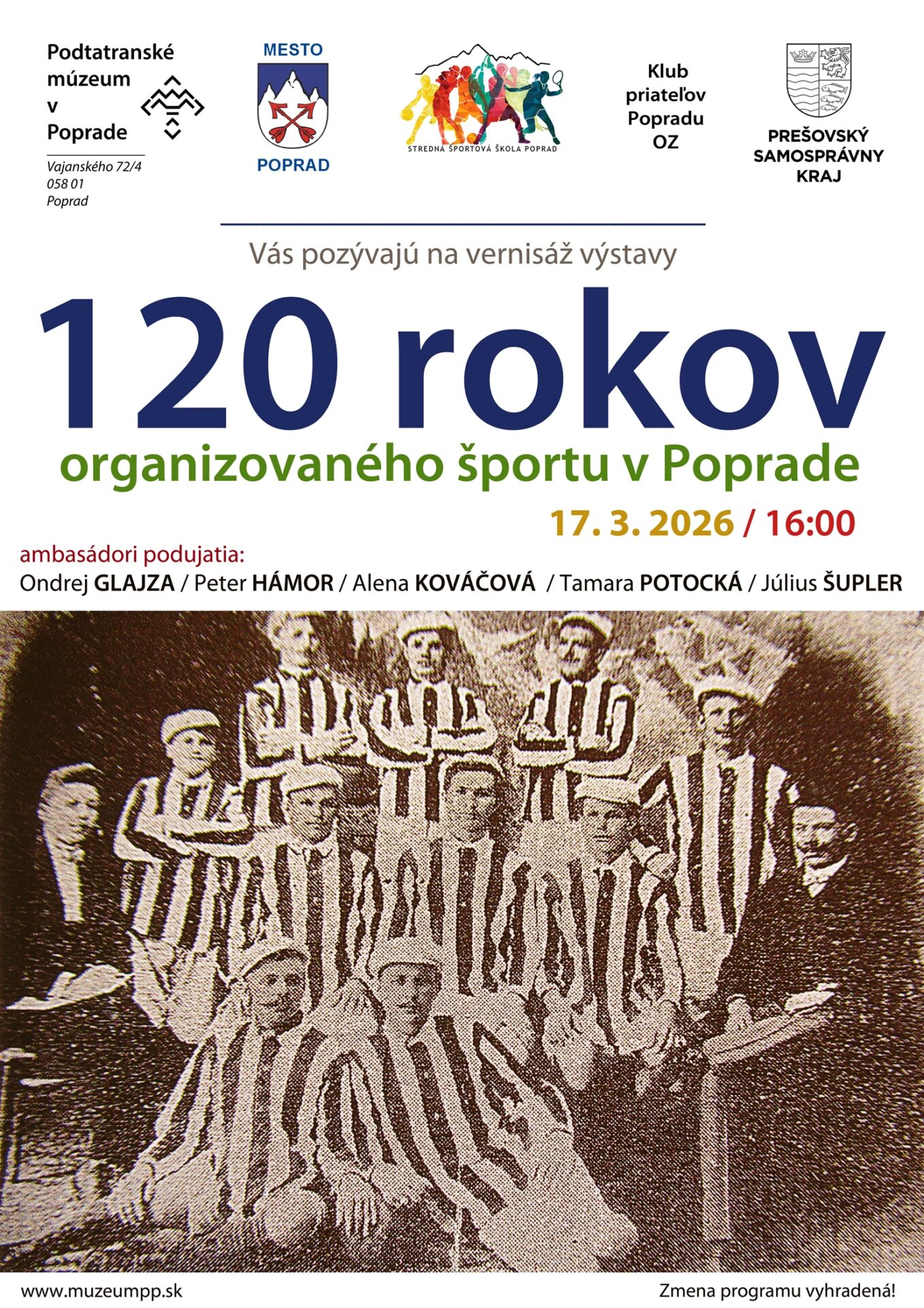 Vernisáž výstavy „120 rokov organizovaného športu v Poprade“
