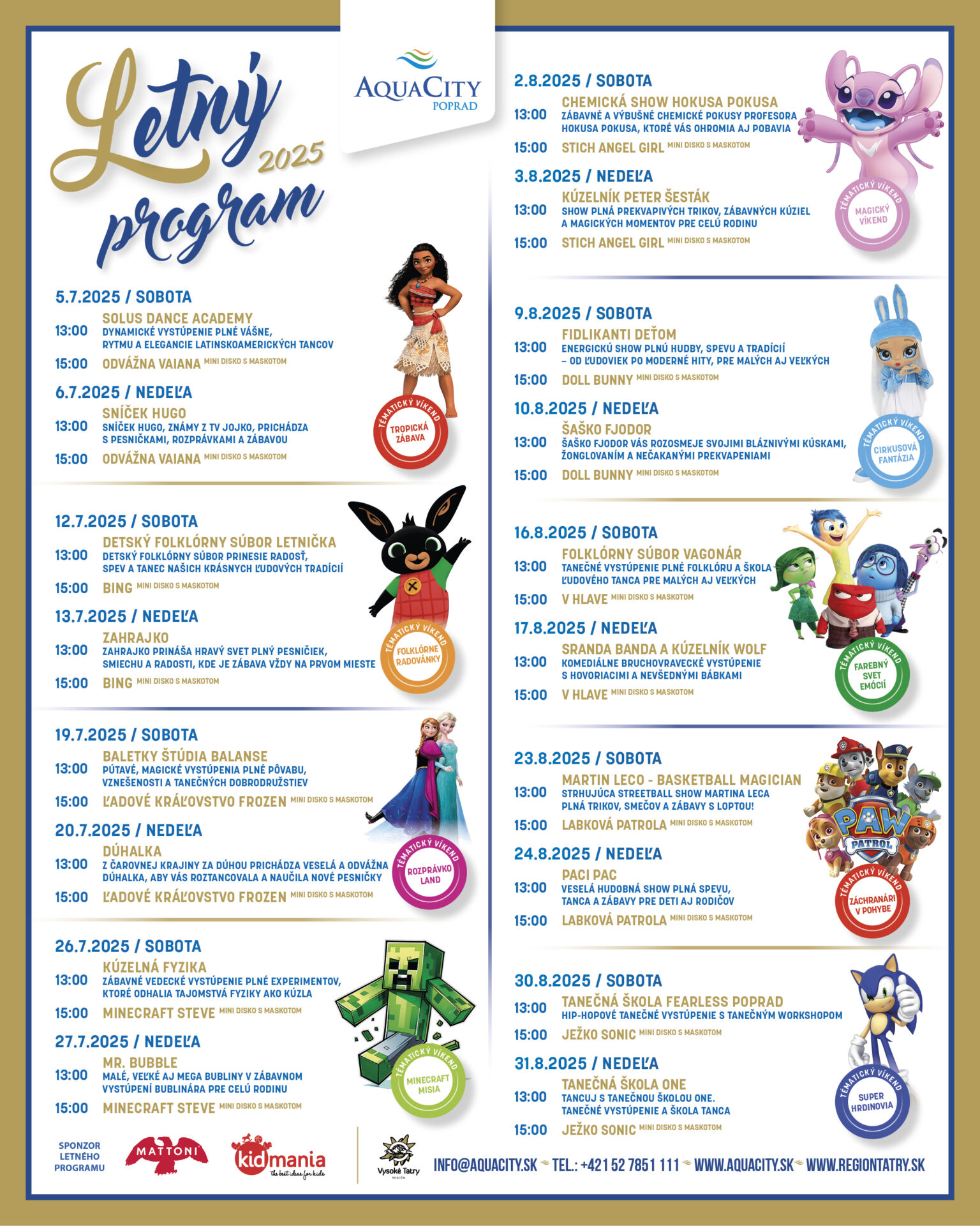 Letný program v AquaCity Poprad