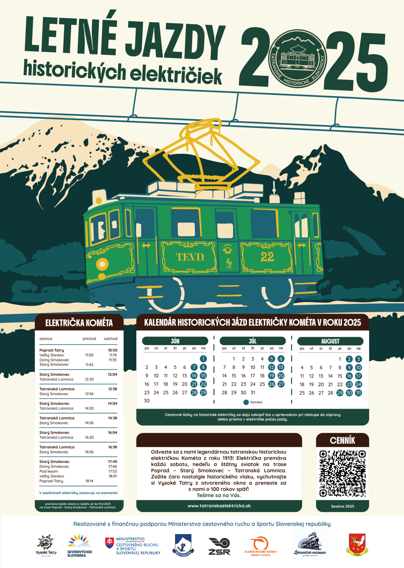 Letné jazdy  historických električiek 2025 – KOMÉTA