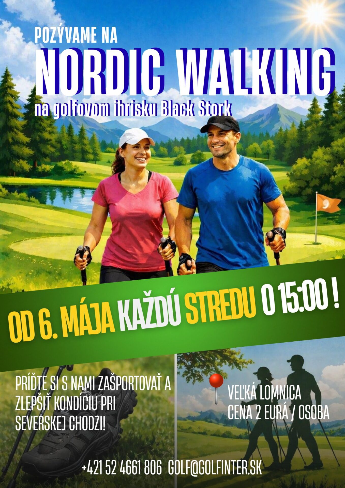 Nordic Walking na golfovom ihrisku Black Stork