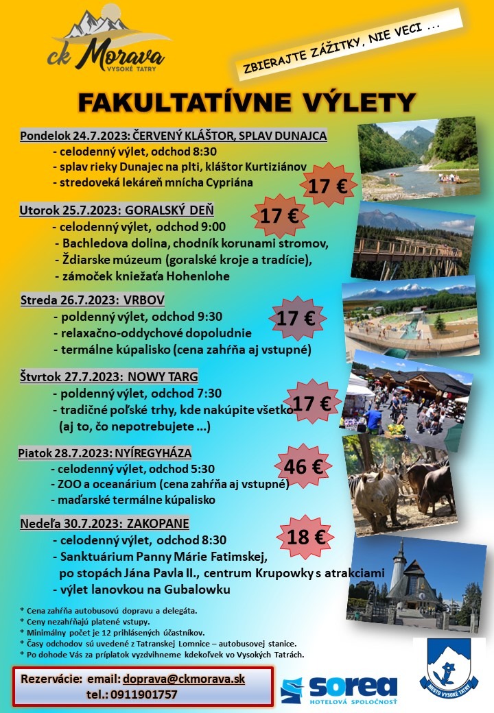 Fakultatívny výlet – VRBOV