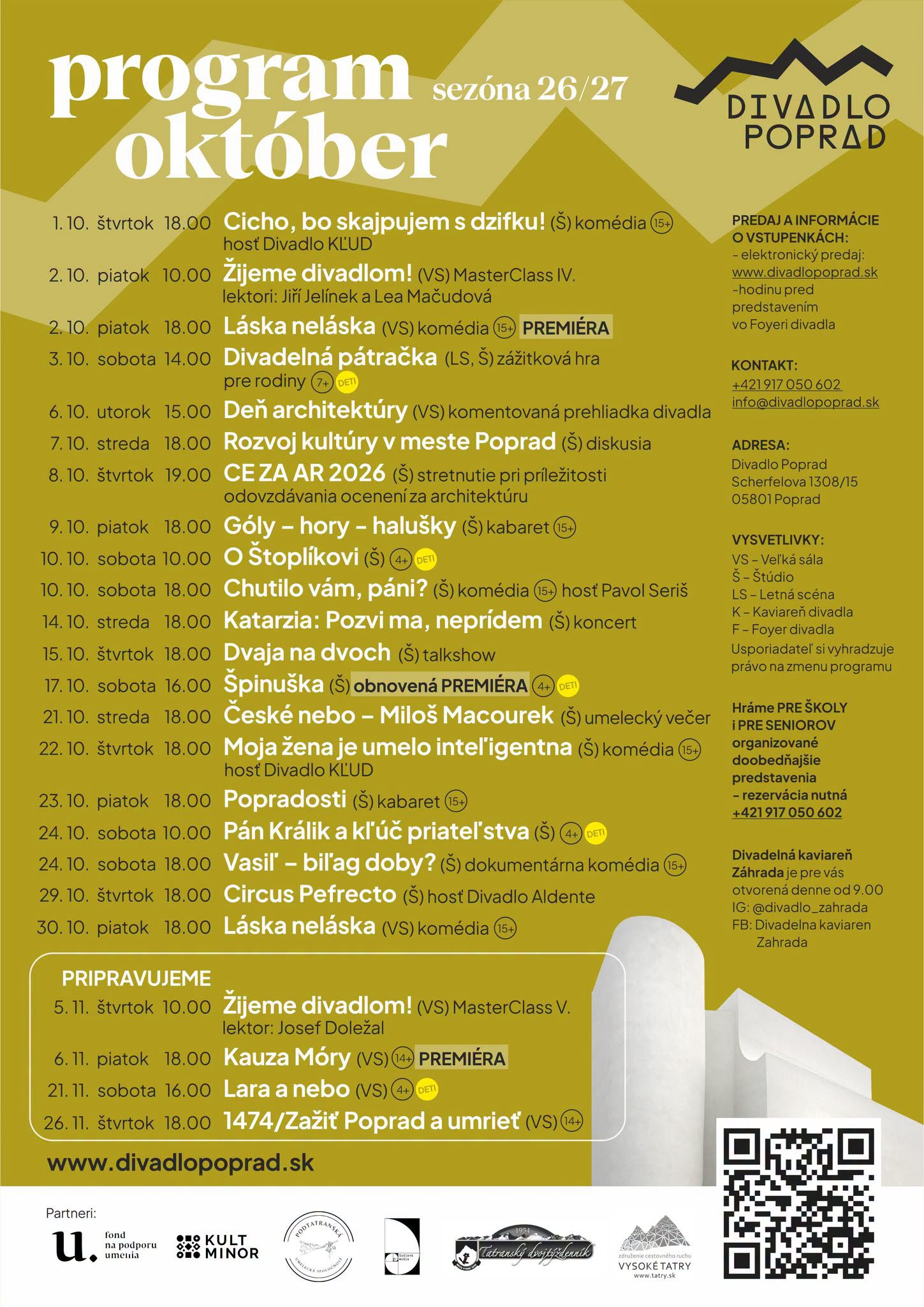 Divadlo Poprad program október
