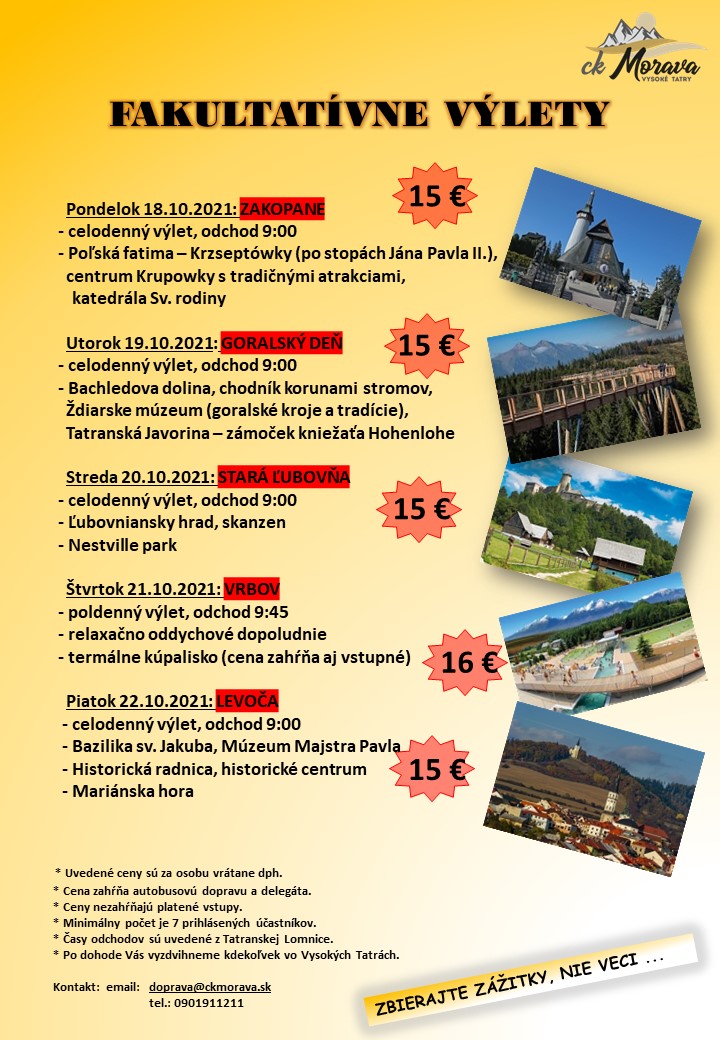 Fakultatívny výlet – LEVOČA