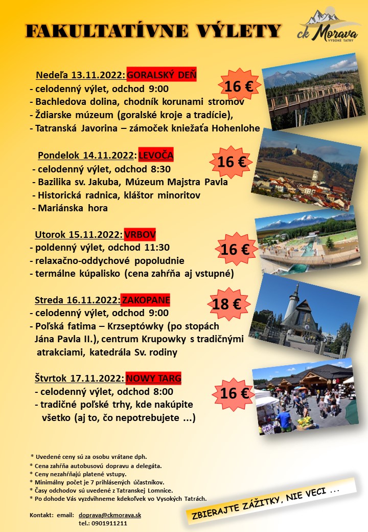 Fakultatívny výlet – VRBOV