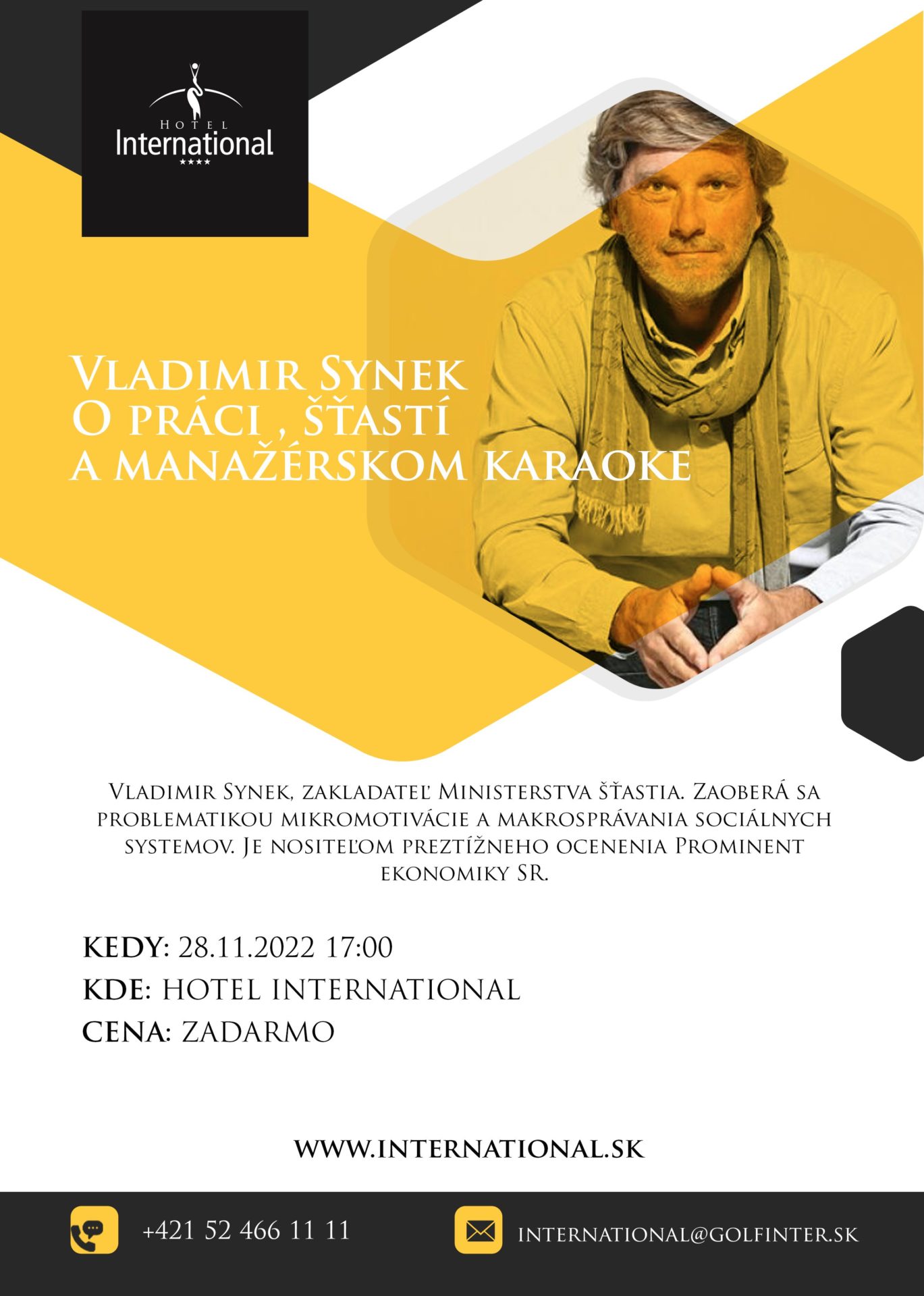 Vladimir Synek – PREDNÁŠKA O PRÁCI, ŠŤASTÍ A MANAŽÉRSKOM KARAOKE