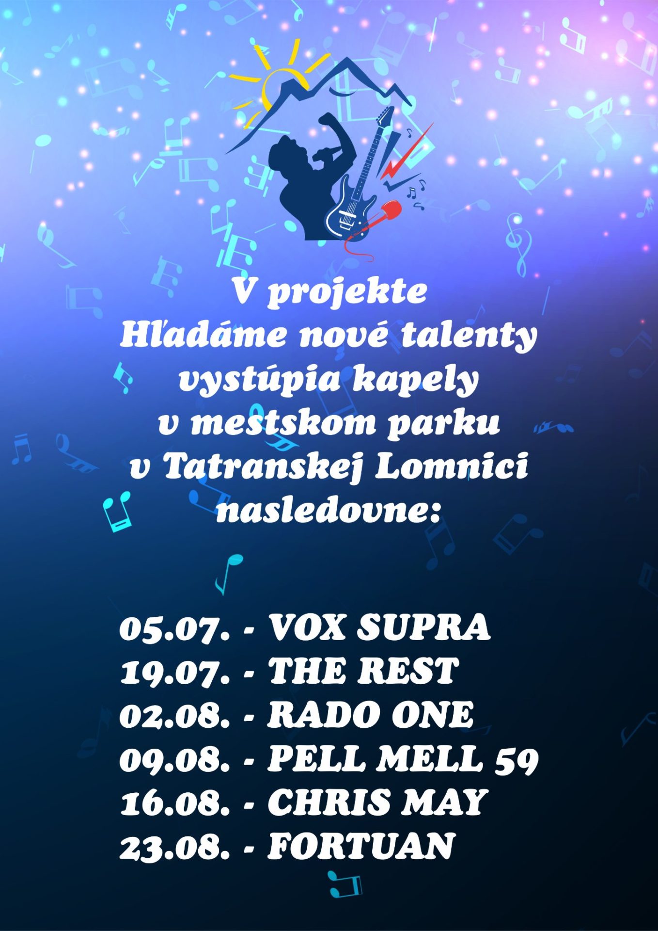 Letné koncerty – Hľadáme nové talenty – PELL MELL 59