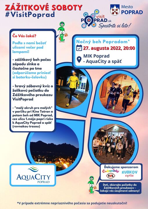 Zážitkové soboty #visitpoprad Nočný beh Popradom