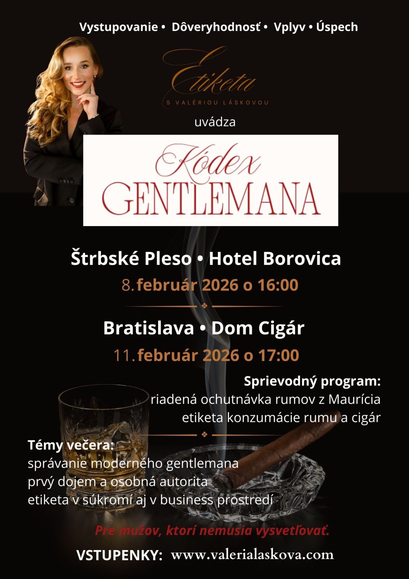 Kurz etikety – Kódex gentlemana + ochutnávka rumov a cigár