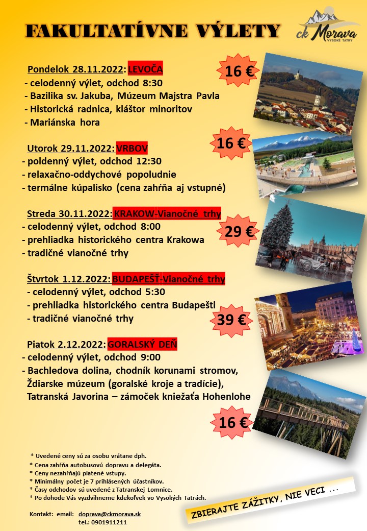 Fakultatívny výlet – VRBOV