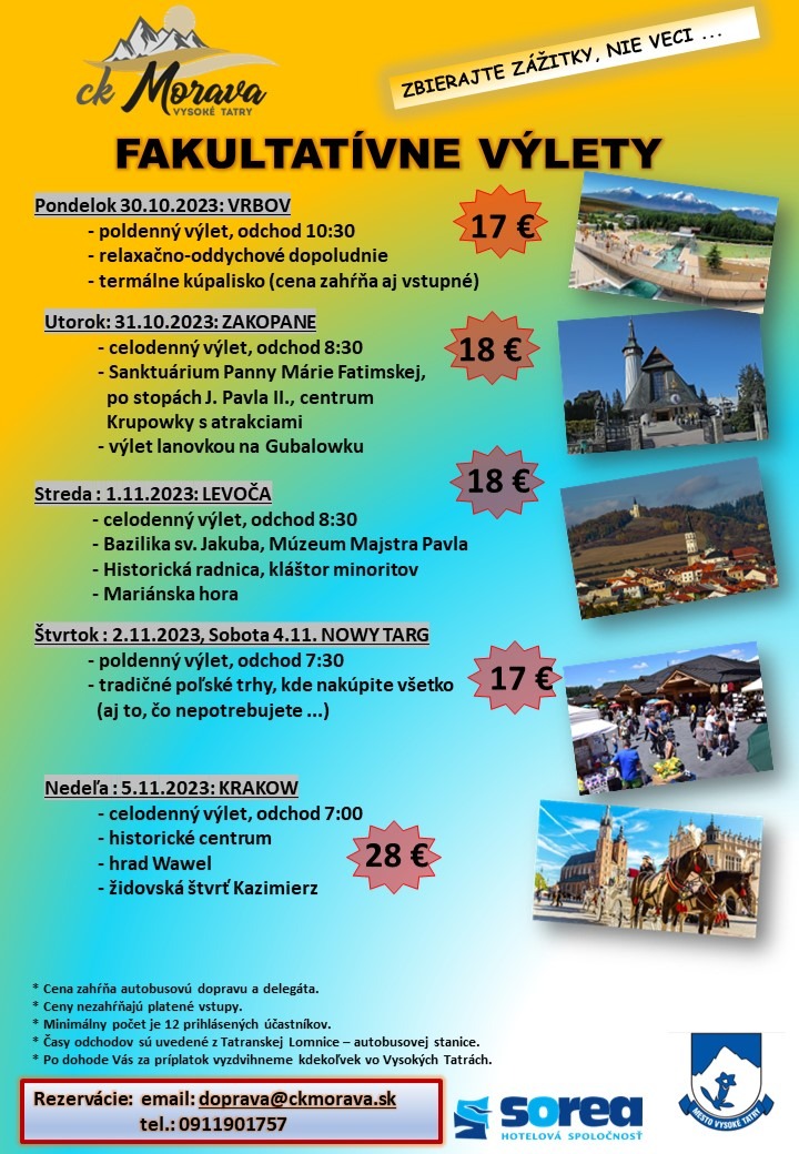 Fakultatívny výlet – VRBOV