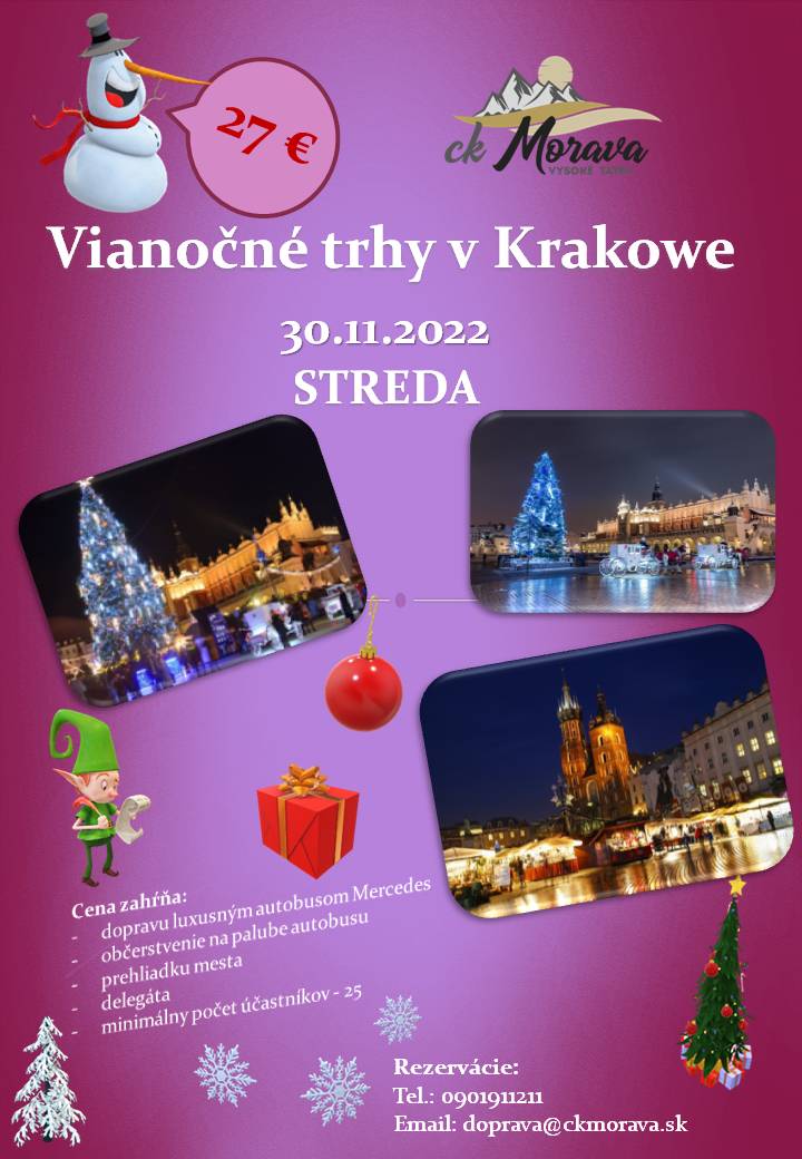 Vianočné trhy v Krakowe- zájazd