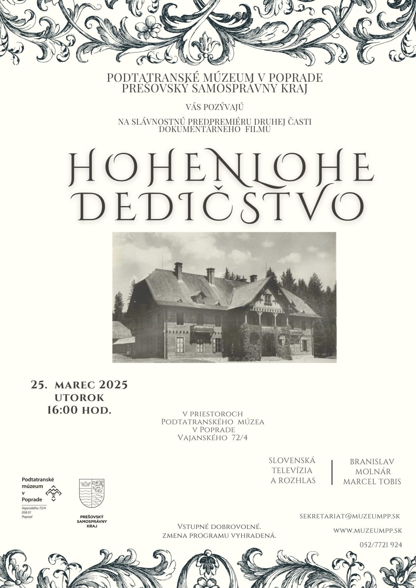 Premietanie dokumentárneho filmu HOHENLOHE DEDIČSTVO