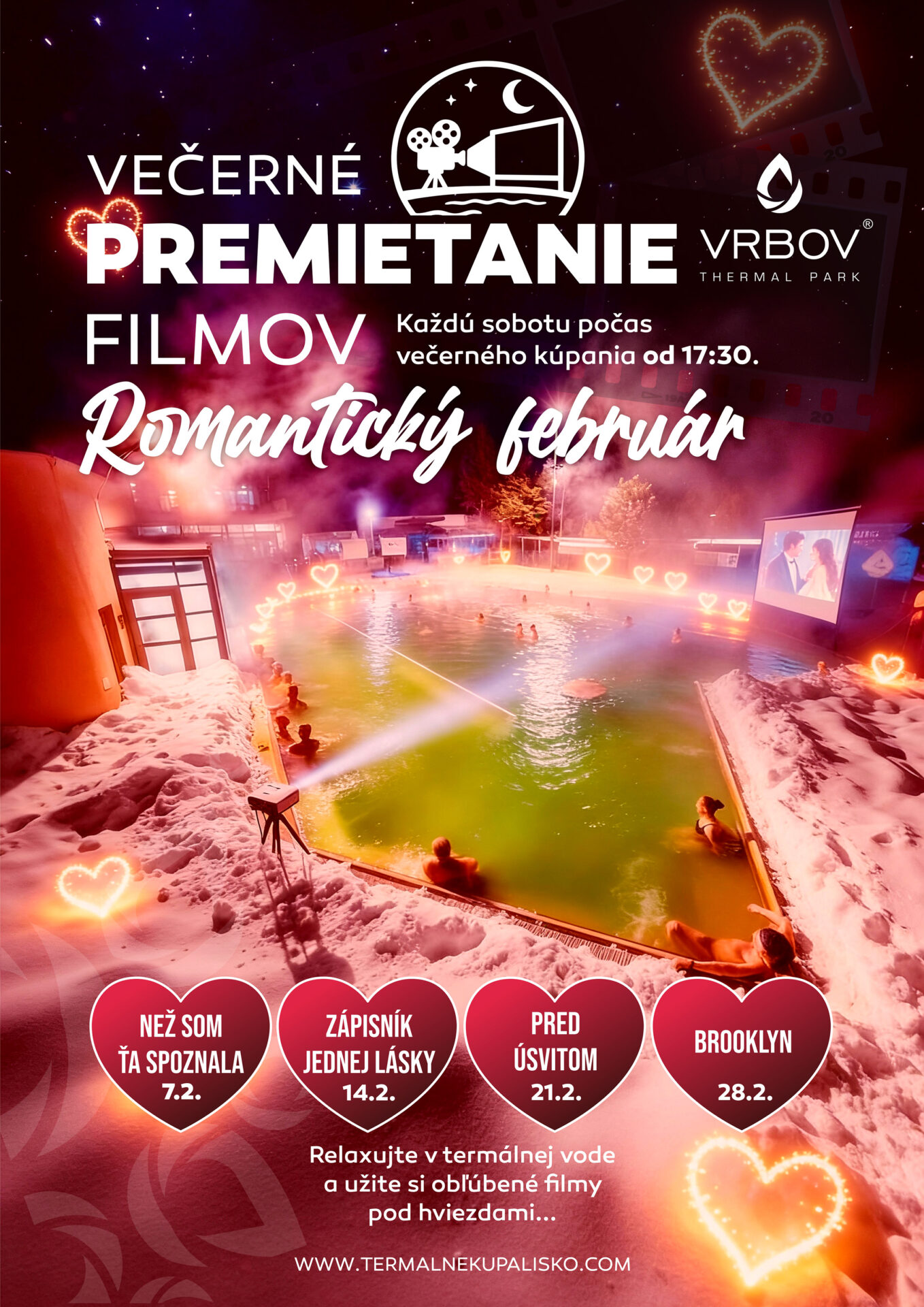 Romantický február v Thermal Parku Vrbov: kino priamo z bazéna