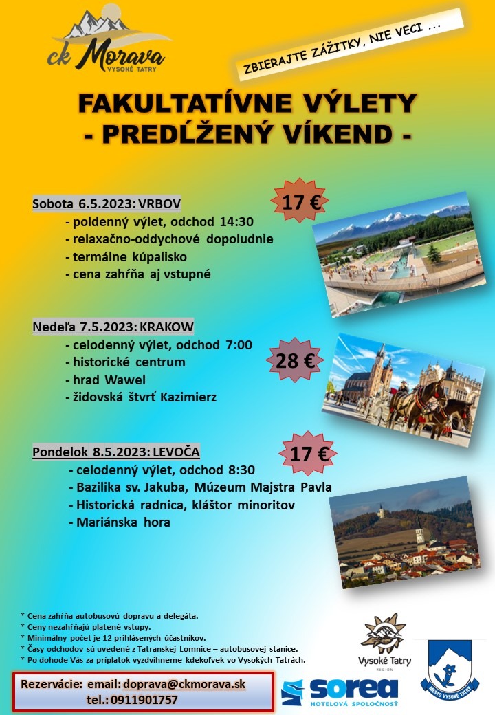 Fakultatívny výlet – VRBOV