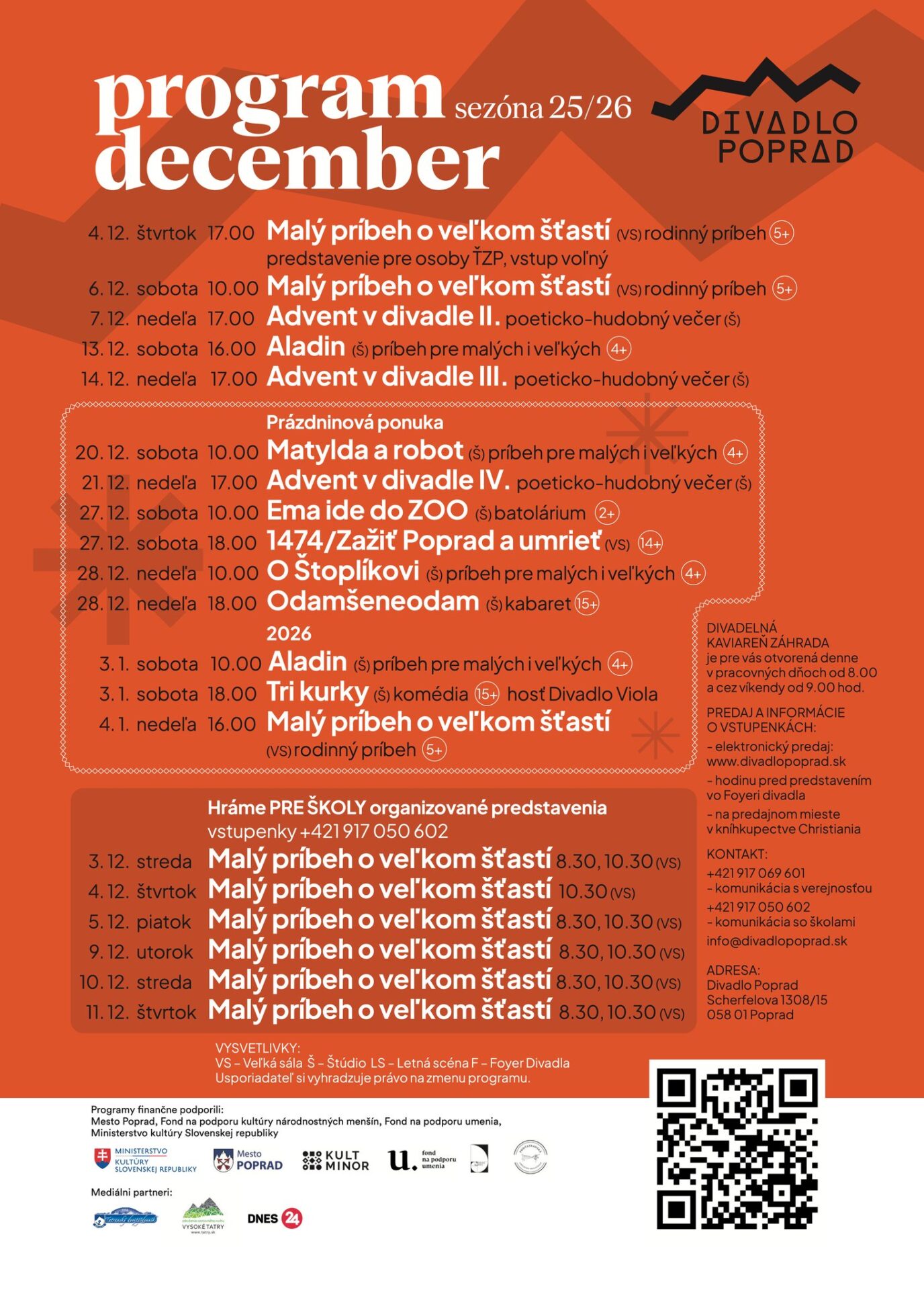 Divadlo Poprad program december 2025