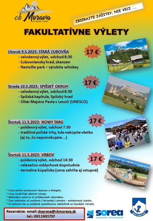 Fakultatívny výlet – VRBOV