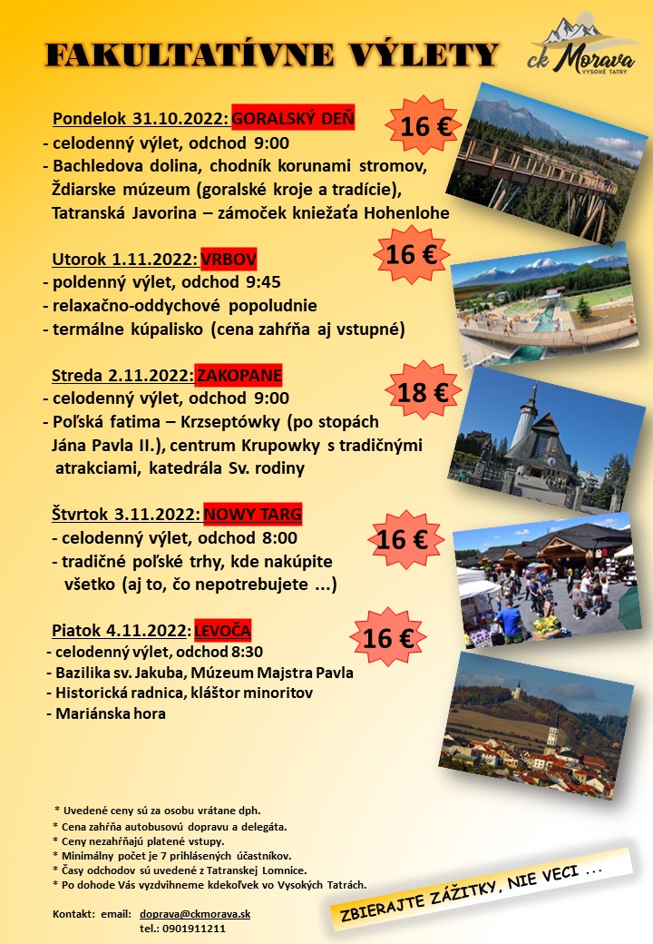 Fakultatívny výlet – VRBOV