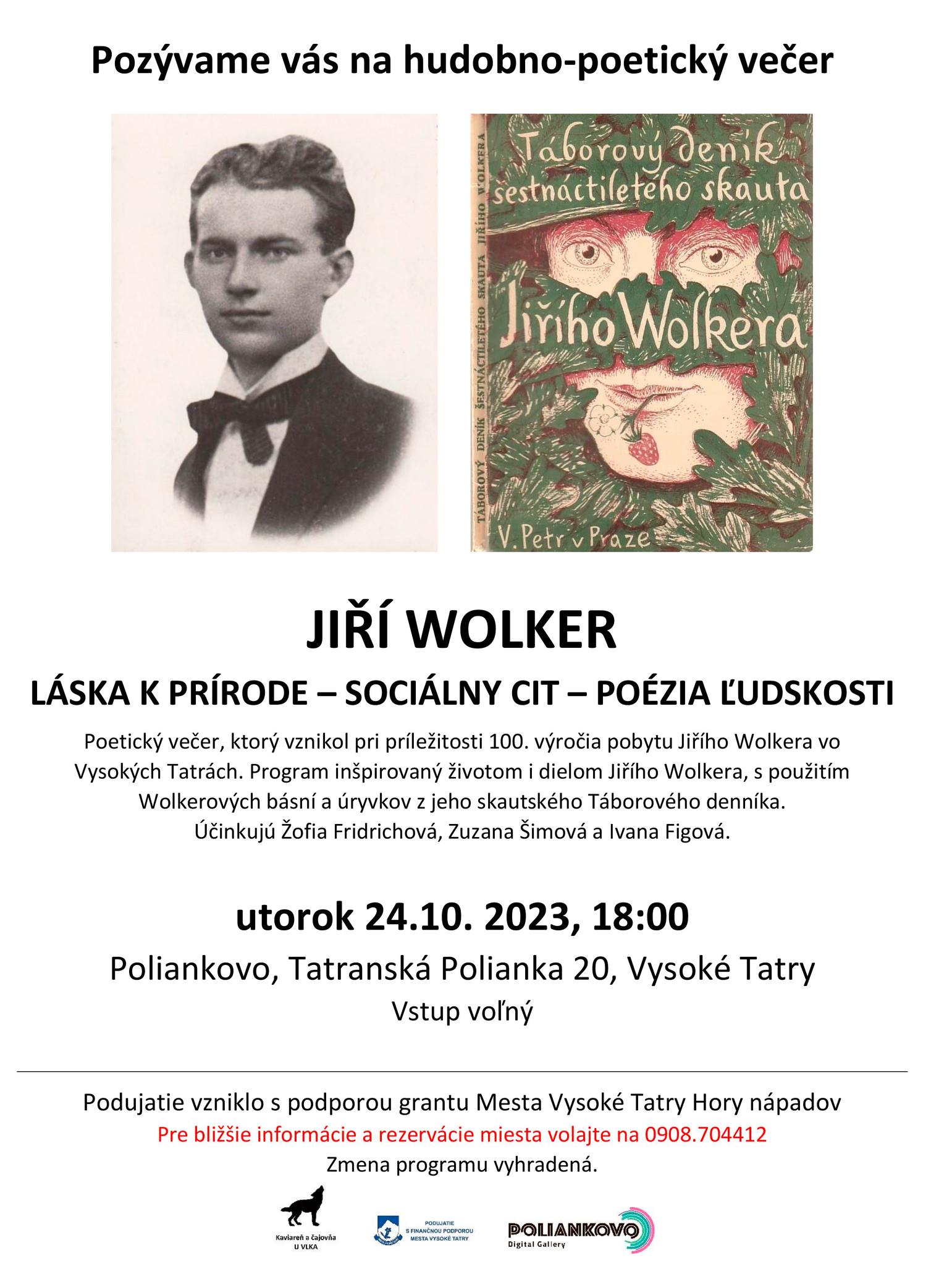 Hudobno poetický večer  VENOVANÝ JIŘÍMU WOLKEROVI