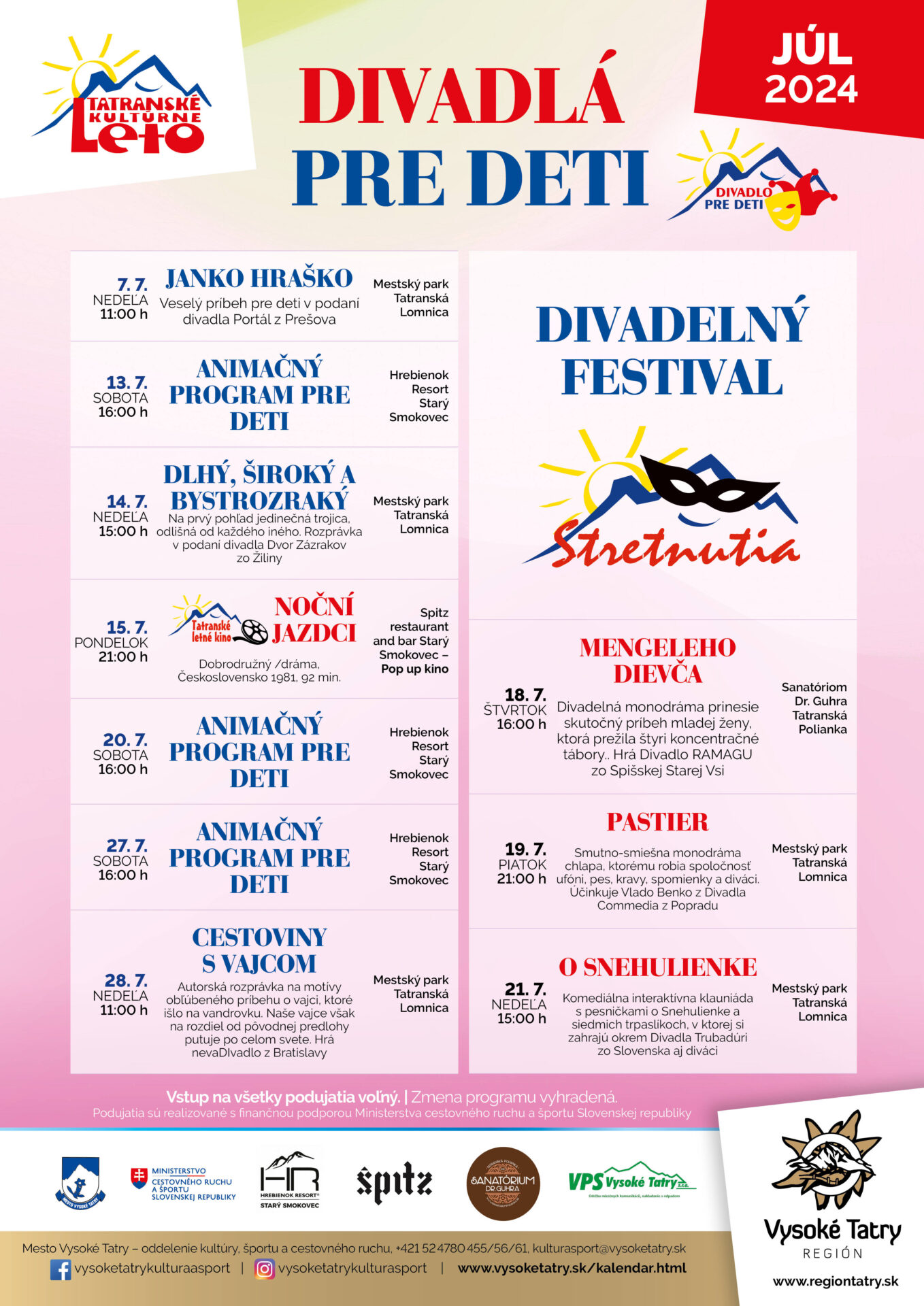 Tatranské kultúrne leto – Divadlá pre deti – CESTOVINY  S VAJCOM