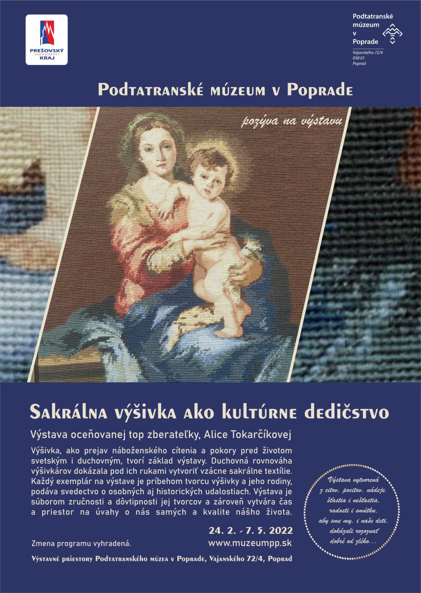 Výstava Sakrálna výšivka ako kultúrne dedičstvo